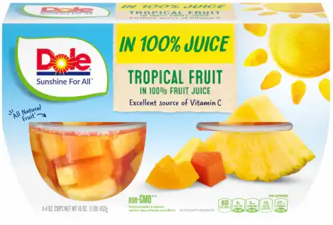 A variety pack of Dole fruit cups
