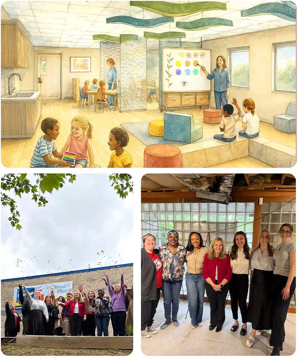 A collage featuring the new Jeremiah's Place expansion