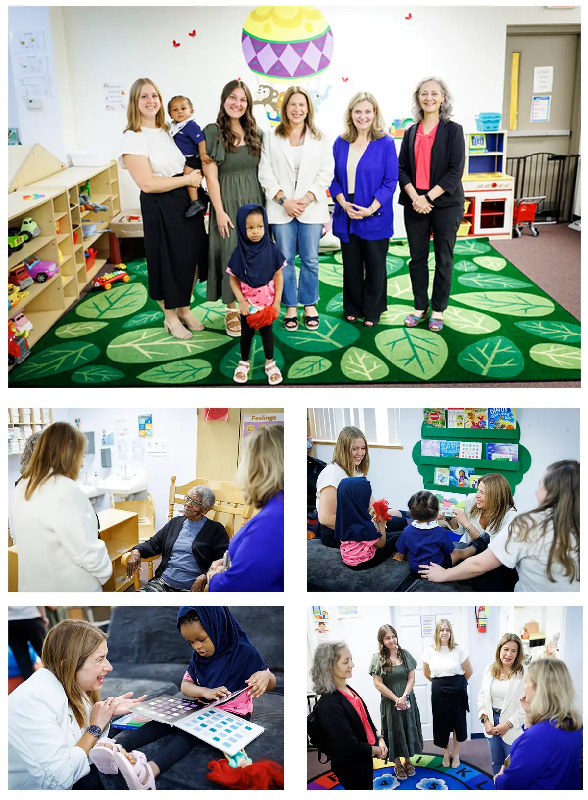 A collage of photos from Lori Shapiro's visit to Jeremiah's Place
